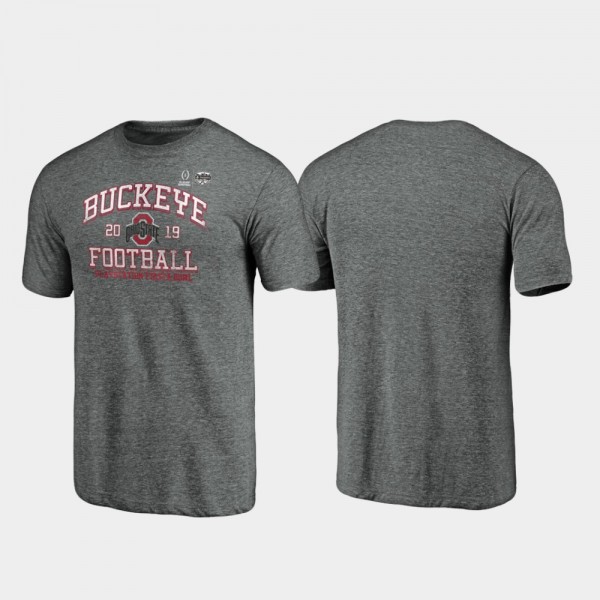 Ohio State Buckeyes Men's 2019 Fiesta Bowl Bound Vintage Neutral Hashmark Heather Gray College Football T-Shirt 2404TIQL2